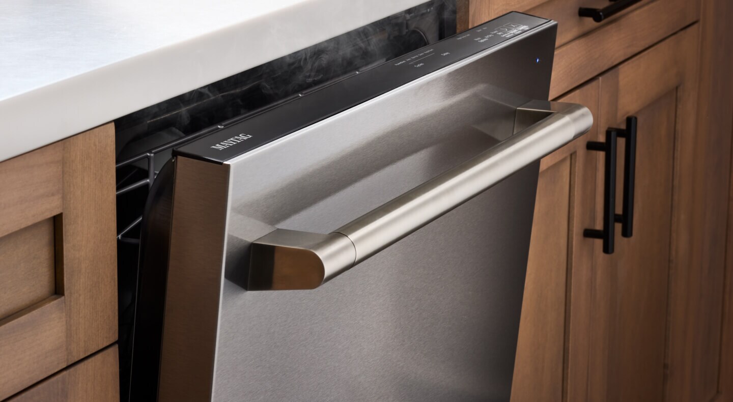 Close-up of the control panel of a top control dishwasher