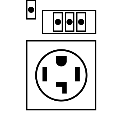 A 4-prong outlet diagram
