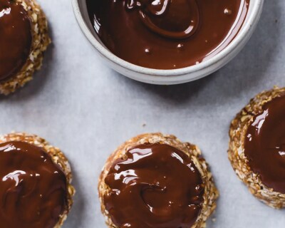 Hazelnut spread on a baked good