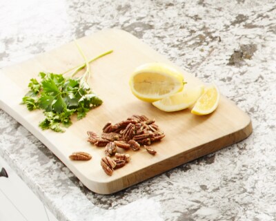 Nuts on a cutting board