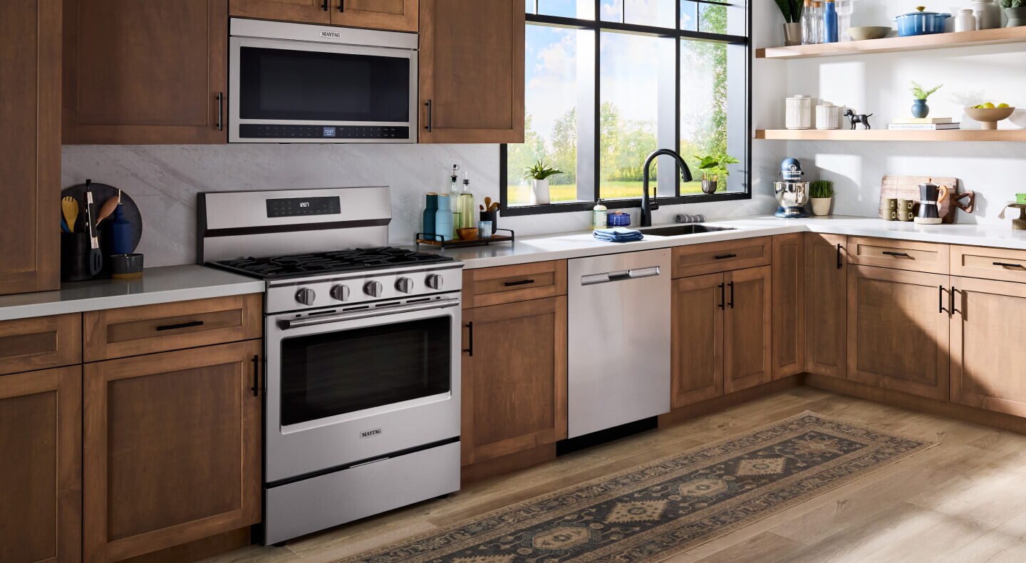 Gas range in a modern kitchen