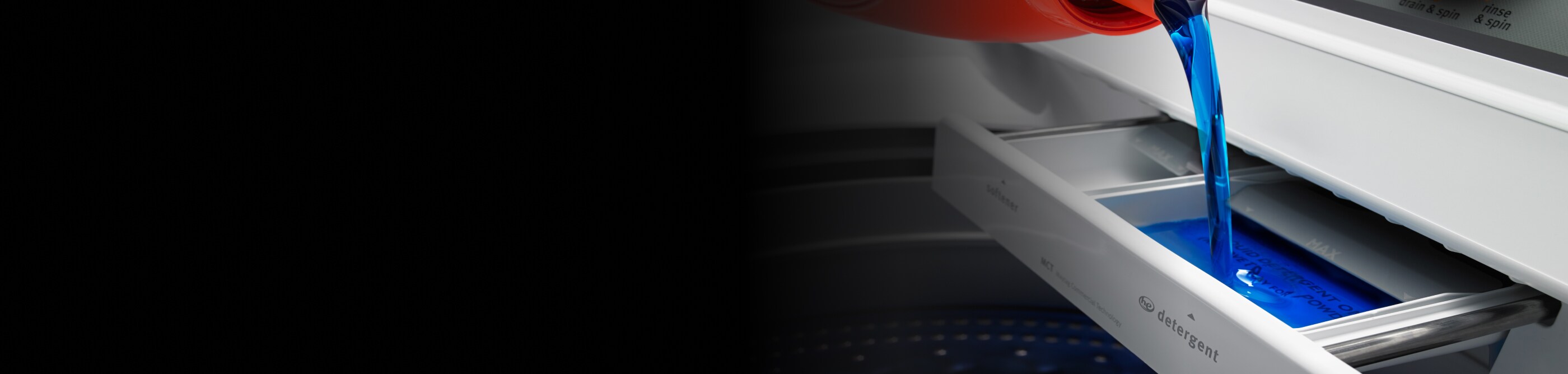 Detergent pouring into a detergent dispenser