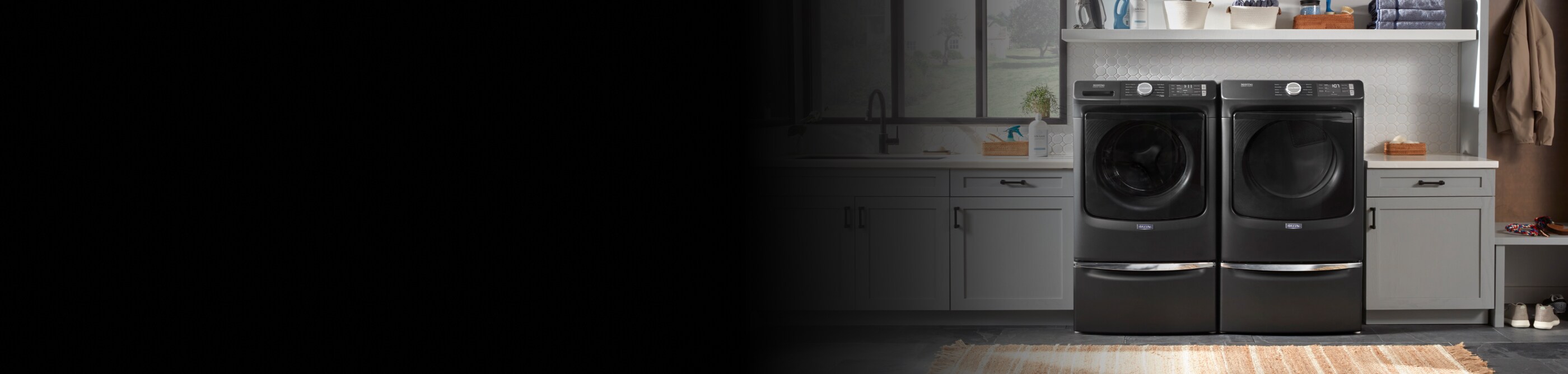 Black Maytag® front load washing machine