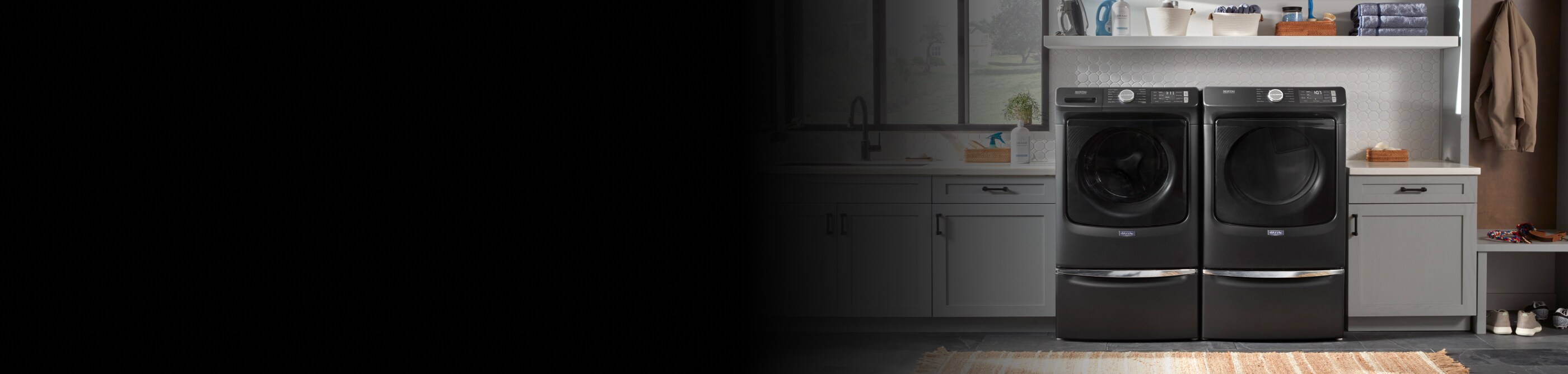 Washer and dryer in a laundry room