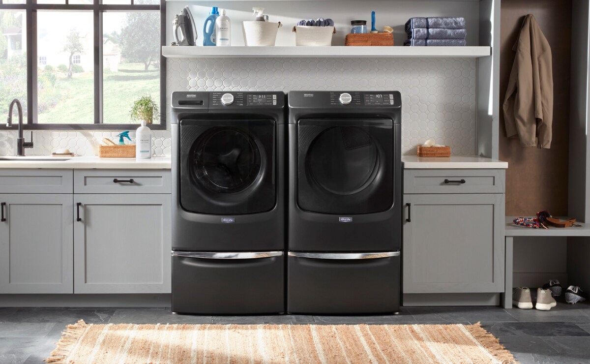 Washer and dryer in a laundry room
