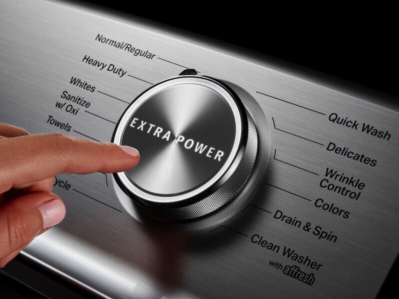 A closeup of the Extra Power button on a Maytag® washer A closeup of the Extra Power button on a Maytag® washer