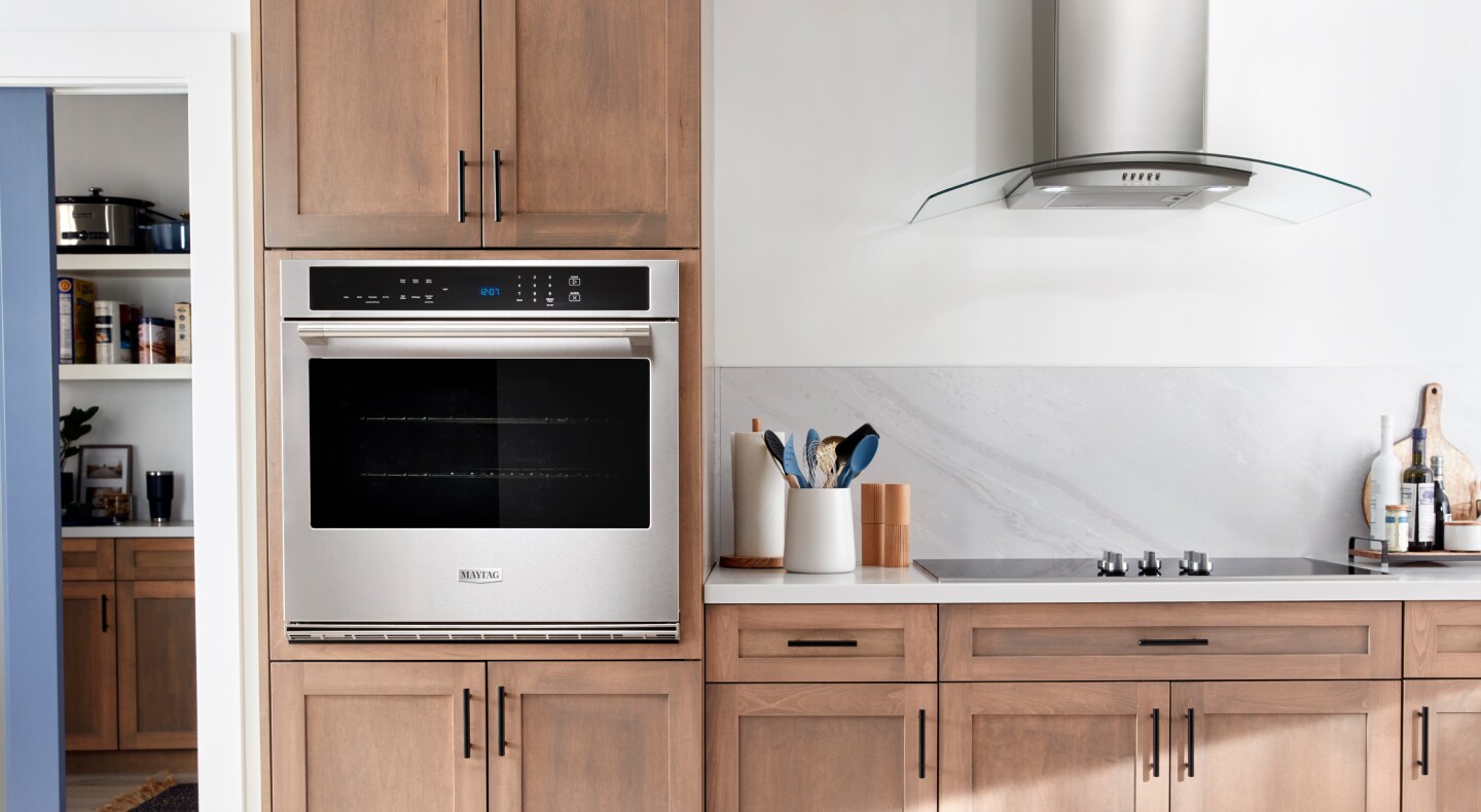 Maytag® wall oven set in cabinetry
