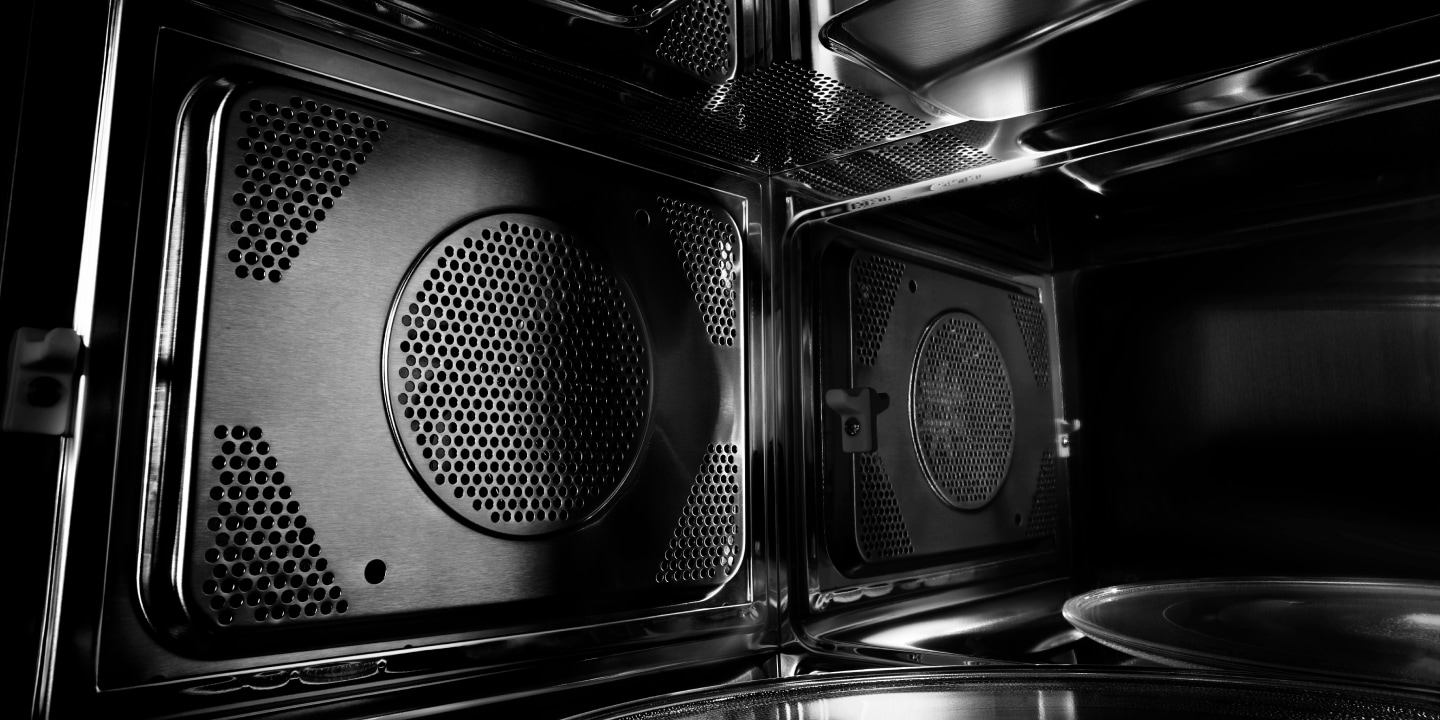 The interior of a Maytag® convection microwave. The interior of a Maytag® convection microwave.