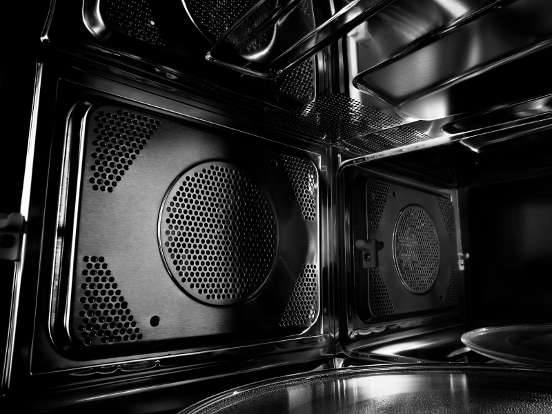 The interior of a Maytag® convection microwave. The interior of a Maytag® convection microwave.