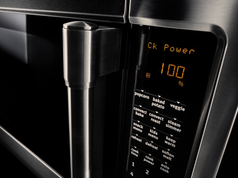 A close-up of the control panel of a Maytag® convection microwave. A close-up of the control panel of a Maytag® convection microwave.