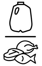 Milk on top and meat on bottom icon