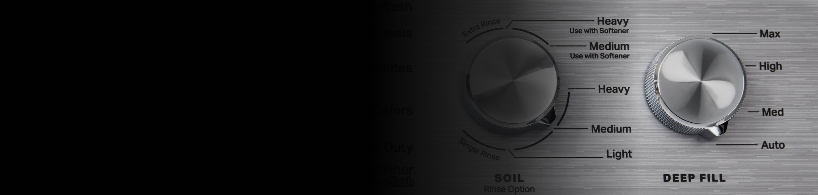 Close up image of a washing machine control panel