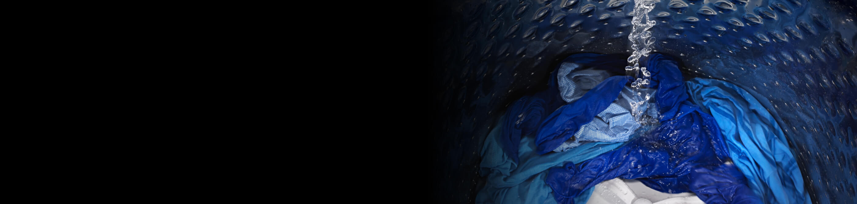 Water running on clothing in a washing machine