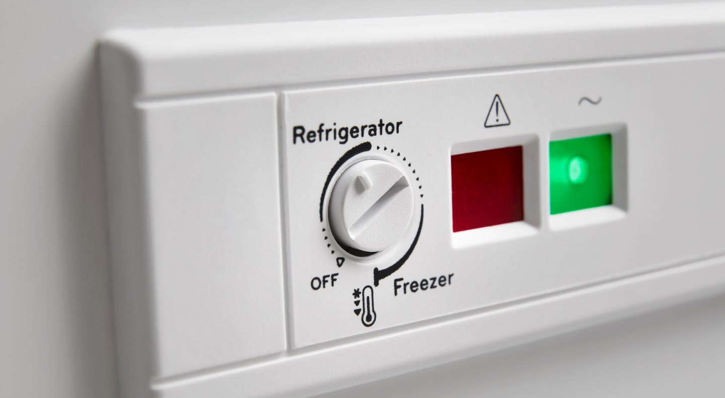 A closeup of a Maytag® freezer temperature control A closeup of a Maytag® freezer temperature control