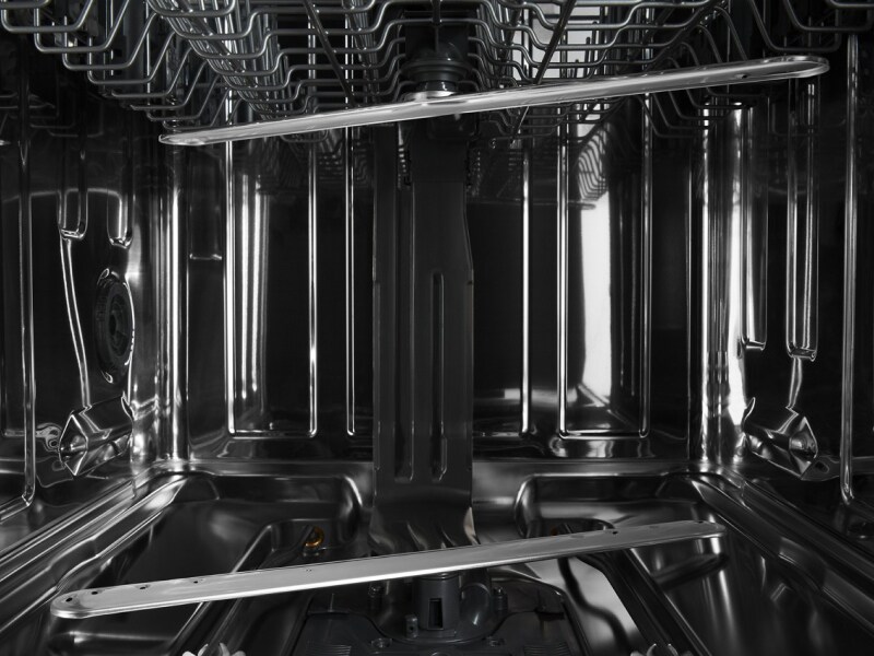 The interior of a dishwasher