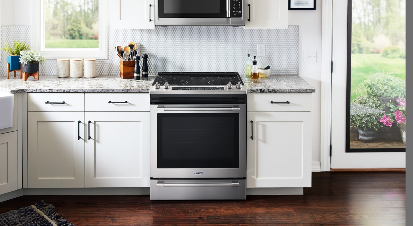 Maytag® range set in cabinetry Maytag® range set in cabinetry