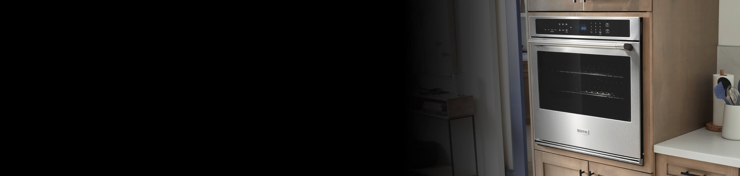 A close up of a Maytag® wall oven