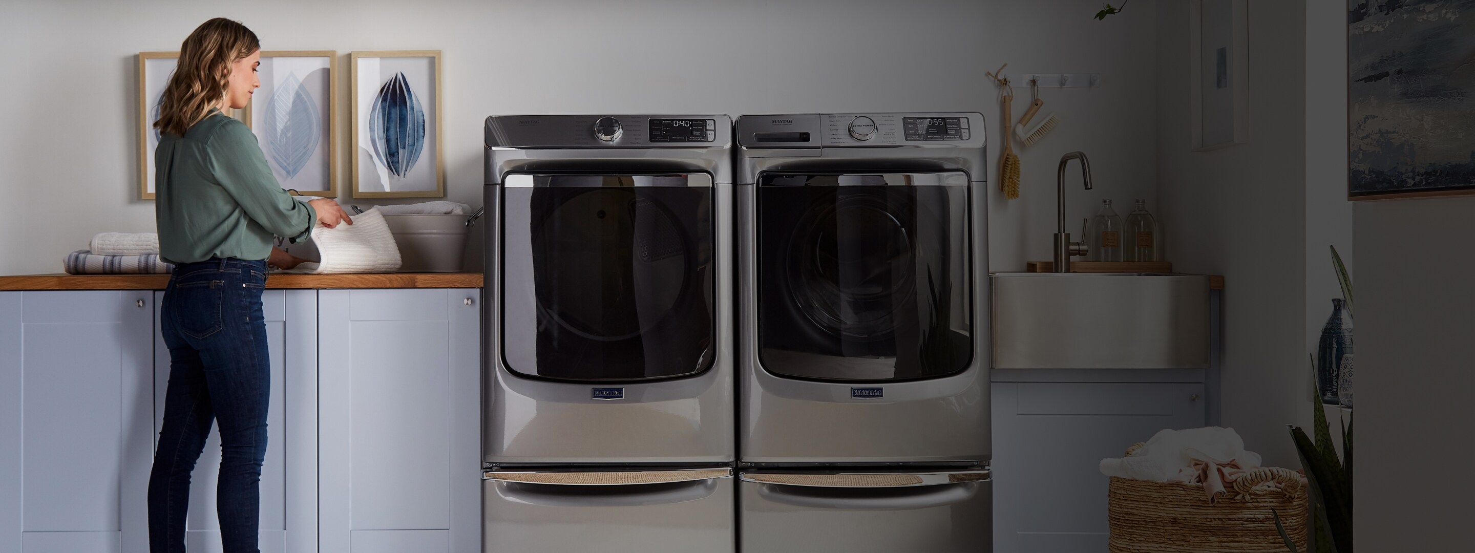 A person doing laundry.