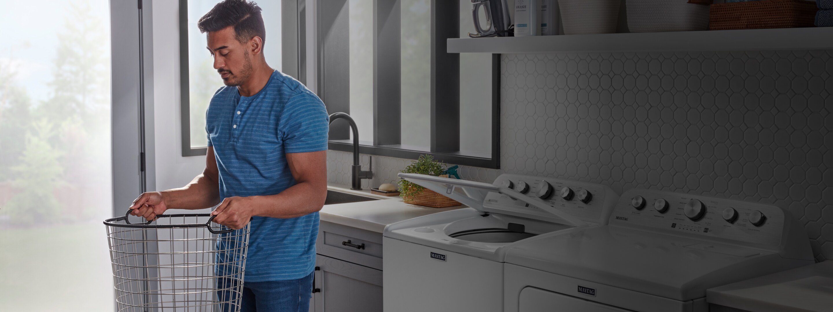 A person doing laundry.