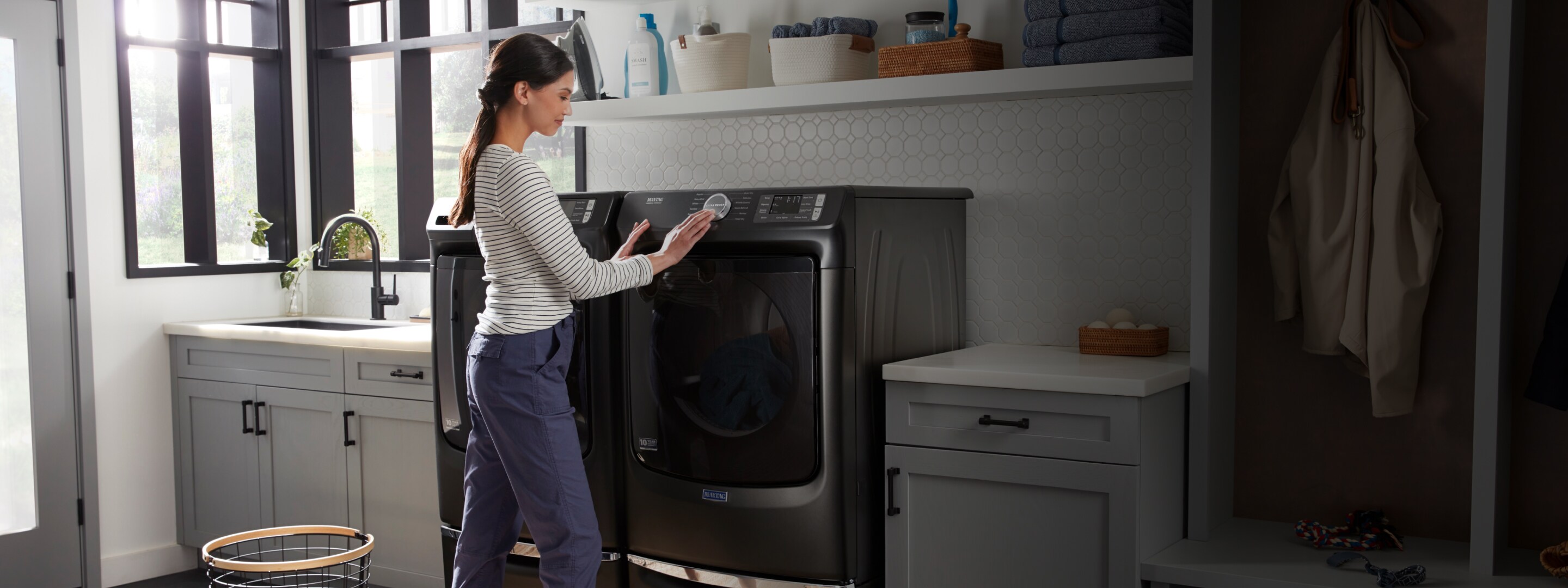 A person doing laundry.