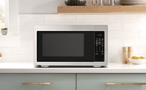 Black and silver microwave