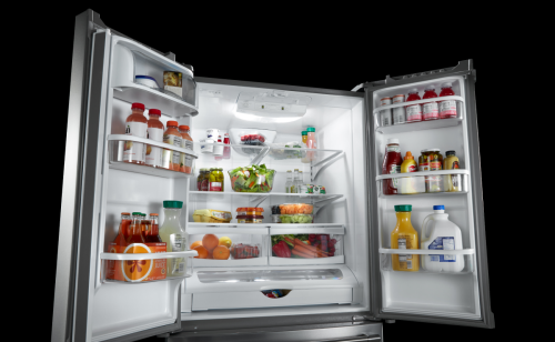 Refrigerator open showing contents