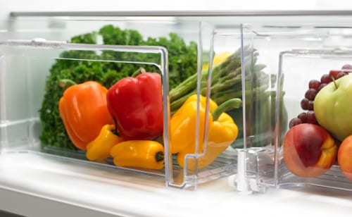 Produce in a refrigerator