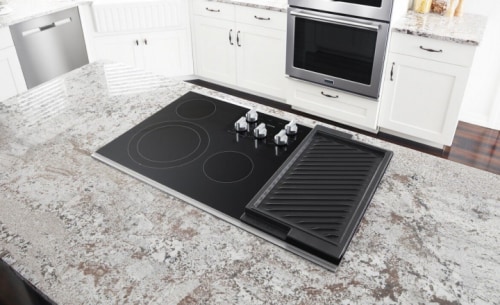 Close up of an electric cooktop