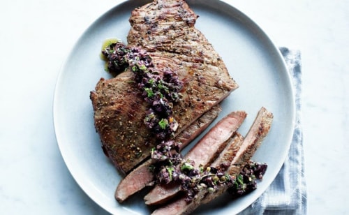 Sliced steak on a plate
