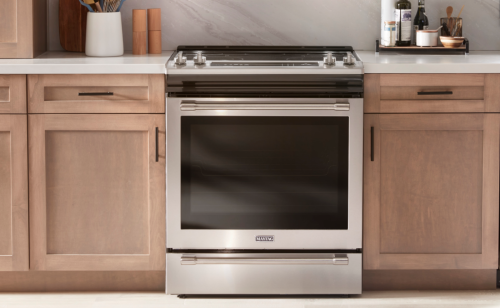 A Maytag® electric range in a modern kitchen
