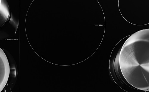 Overhead view of an induction cooktop