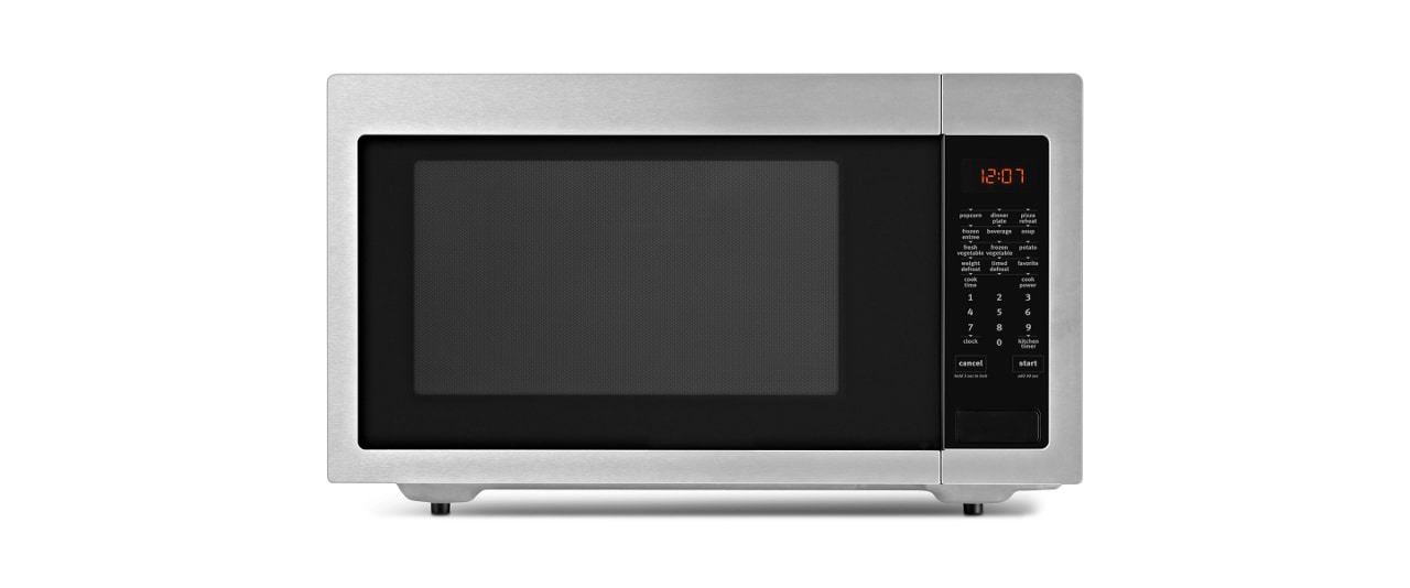 Stainless steel countertop microwave