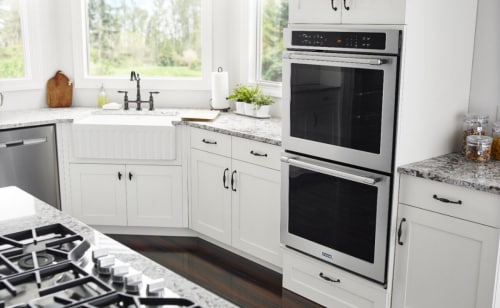 Double wall oven in a bright kitchen