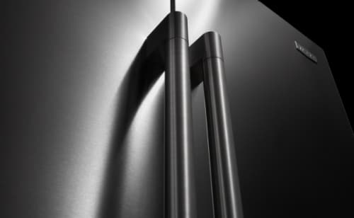 Close up image of French door refrigerator doors