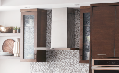 Stainless steel range hood in a contemporary kitchen