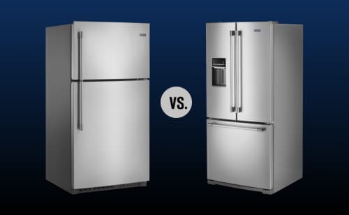 Stainless steel top and bottom mount refrigerators