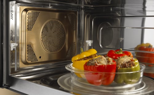 The interior of a Maytag convection microwave.