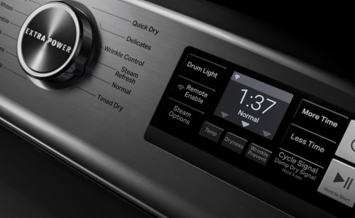 Close up image of a Maytag® dryer control panel