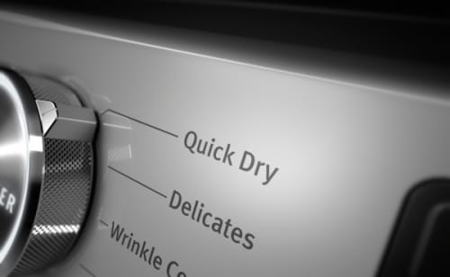 Close-up of dryer controls