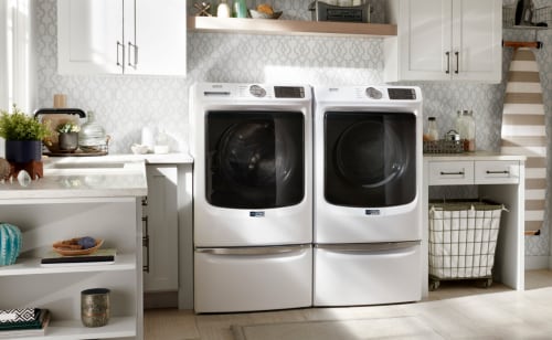 White Maytag® front load washing machine