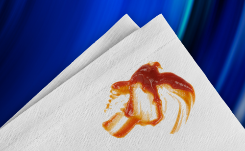 Ketchup smeared on a cloth
