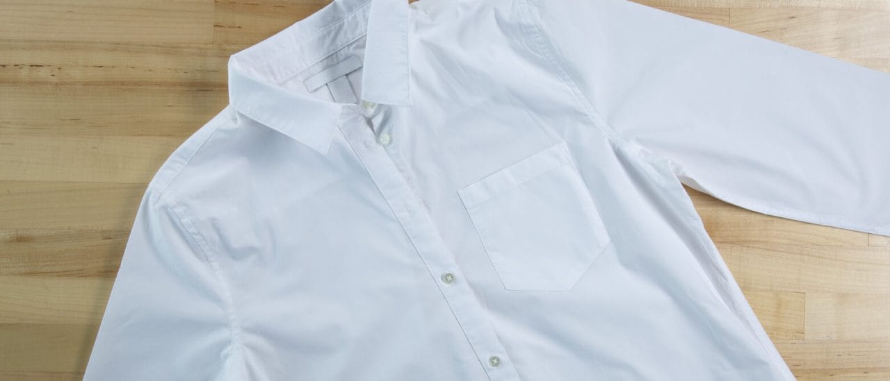 A clean white shirt with the red wine stain removed