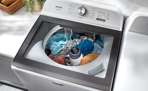 Clothes washing in a Maytag® top load washer