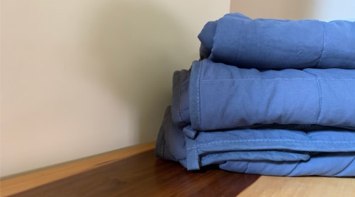 Folded weighted blanket.