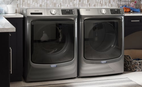 Slate gray Maytag® washer and dryer