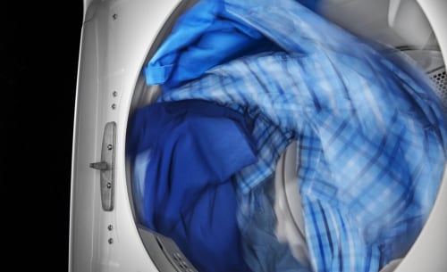 Clothes tumbling inside a dryer