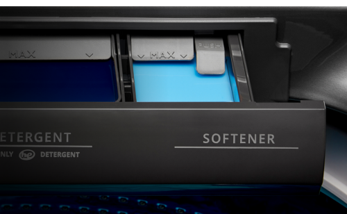 Close up image of a washing machine detergent dispenser 