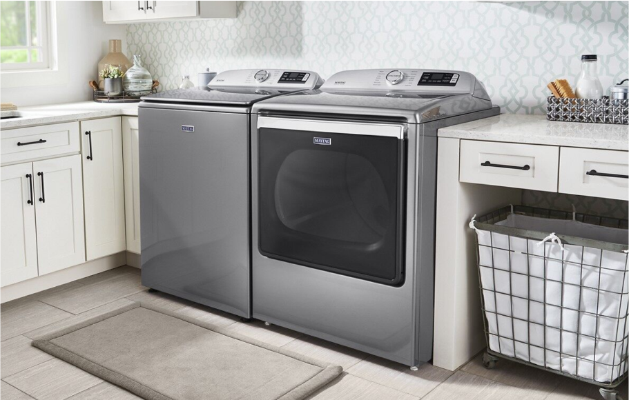 A Maytag® high-efficiency top load laundry pair A Maytag® high-efficiency top load laundry pair