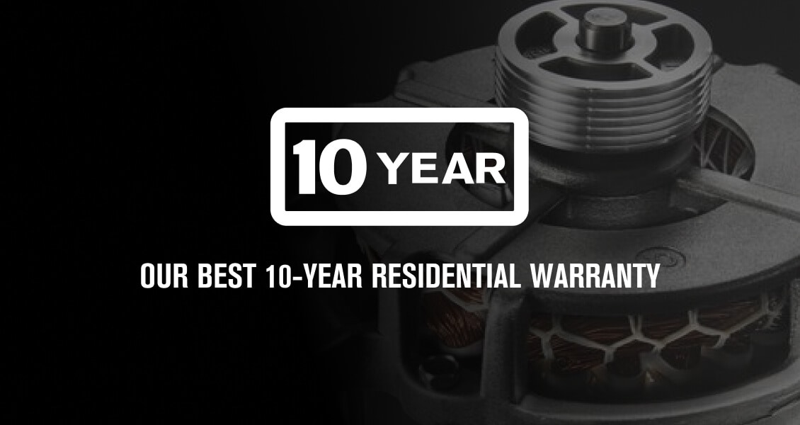Dark washer motor with 10 year icon