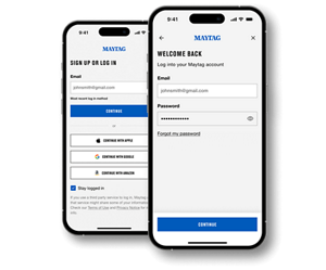 The login screen of the JennAir app.